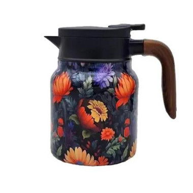 Raidley Vintage Floral Pattern Tea Thermos,Doresty Thermos Tea Pot,Vintage Floral Pattern Tea-Built-In Infuser,Stainless Steel Thermal Carafe,Red