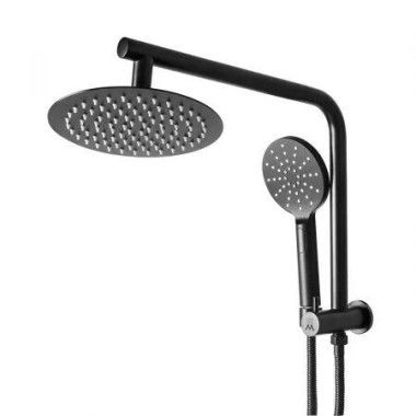 Rain Shower Head Set Black Round Brass Taps Mixer Handheld High Pressure 8
