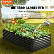 Detailed information about the product Raised Garden Bed, 8 x 4 x 2 ft Galvanized Metal Planter Box, Outdoor Planting Boxes with Open Base, for Growing Flowers/Vegetables/Herbs in Backyard/Garden/Patio/Balcony, Dark Gray