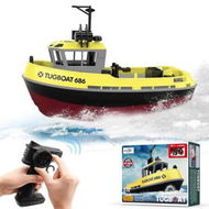 Detailed information about the product RC Boat, 1/72 RC Tugboat for Pools and Lakes, High Speed Remote Control Boat with 20 Mins Play Time for Men Women and Kids Age 6 Up, Yellow