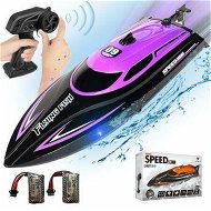 Detailed information about the product RC Boat with 2 Rechargeable Battery,20+ MPH Fast Remote Control Boat for Pools and Lakes,2.4G RC Boats Pool Toys Age3+ (Purple)