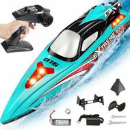 Detailed information about the product RC Boat,18 inch Big Brushless Remote Control Boat,55 KPH Large Fast RC Speed Boats with 2500mAh Battery,Ideal Waterproof Toy Boats for Lakes - Green