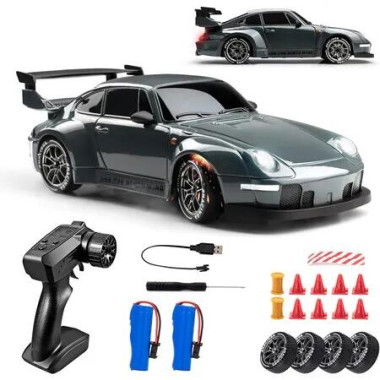 RC Drift Car, 1:24 Scale Remote Control Vehicle with LED Lights, 2.4GHz 20KM/H 4WD High Speed RC Cars for Men Women Boys Girls Age 5 Up, Dark Blue