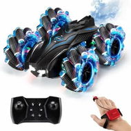 Detailed information about the product RC Gesture Sensing Stunt Car, 2.4GHz 4WD Remote Control Car with Cool Light, Double Sided Rotating Off Road Vehicle 360 Degree Flips Cars (Blue)