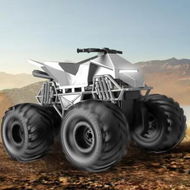 Detailed information about the product RC Monster Truck Tesla Cyberquad 2.4G Off-Road Toy Amphibious Truck 18650mAh 120Min Charge Age 6+ Kids Christmas Gift COL Silver