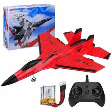 RC Plane Toy Remote Control Airplane Easy Fly Jet Night Lights RTF SU35 Model 2CH 2.4GHz USB Charging Red Beginner Kids Outdoor Adventure