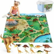 Detailed information about the product Realistic Dinosaur Playset Activity Play Mat Figures Tyrannosaurus Triceratops Trees Rock Interactive Kids 3+ 20Pcs