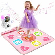 Detailed information about the product Rechargeable Dance Music Mat Light-Up Electronic Dance Pad with Wireless Bluetooth,5 Game Modes,Adjustable Volume LED Lights for Kids(Pink)