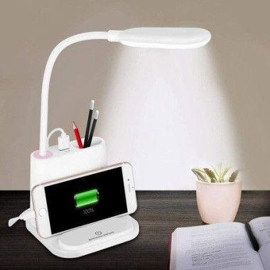 Rechargeable Desk Lamp With USB Charging Port Pen Holder/Phone Holder Study Lamp For Kids Home Office Bedroom.