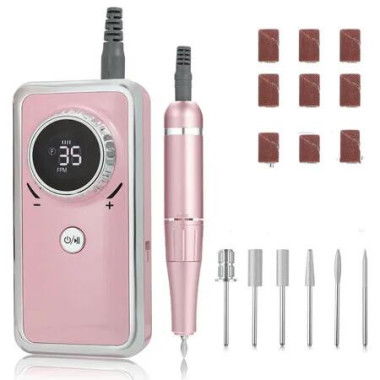 Rechargeable Electric Nail Drill Machine 35000RPM Efile with LCD Display for Acrylic Nails Removal Portable Manicure Pedicure Polishing Tools Kit,Blue