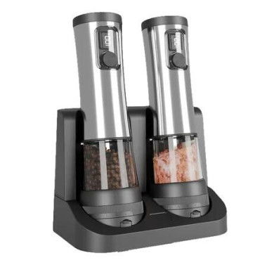 Rechargeable Electric Salt and Pepper Grinder Set, USB Charging Port with Sliding Dust Cover, Automatic Salt and Pepper Mill Grinder