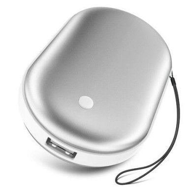 Rechargeable Hand Warmer 5200mAh Electric Portable Power Bank for Camping Outdoor Sports Hiking Silver