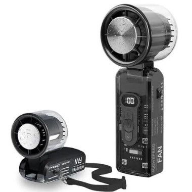 Rechargeable Handheld Cooling Fan, Foldable Portable Fan with Cold Air Touch Plate and Flashlight, Mini Personal fan for Travel Outdoor (Black)