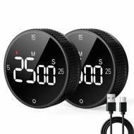 Detailed information about the product Rechargeable Magnetic Kitchen Timer,Building 800mAh Battery Large Display Digital Countdown Countup Timer,3 Preset 5/15/25 Mins Loud Alarm 2PCS