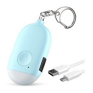 Detailed information about the product Rechargeable Self Defense Keychain Alarm, 130 dB Loud Emergency Personal Siren Ring with LED Light (Blue)