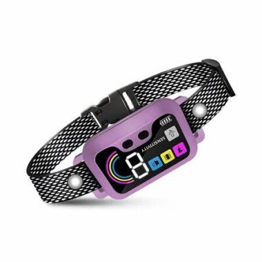 Rechargeable Smart Dog Training Bark Collar,Automatic Anti Barking Training Collar with 8 Adjustable Sensitivity for Large Medium Small Dogs(Purple)