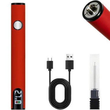 Rechargeable Thread Burner Kit with Digital Screen for Intelligent Temperature Control,Burning Pen with Three Settings,510 Threaded Battery (Red)