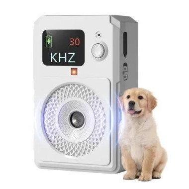 Rechargeable Ultrasonic Anti Barking Device, 3 Frequency Dog Bark Stopper 50FT Range, IPX4 Waterproof Safe Pet Training Silencer Indoor Outdoor, White
