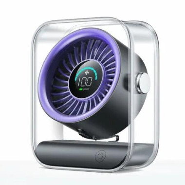 Rechargeable USB Desk Fan with Turbo Airflow, 100 Speeds and Digital Display, Small Desktop Fans for Bedroom Home Office Travel (Purple)