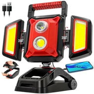 Detailed information about the product Rechargeable Work Light with Foldable 360 Degree Rotatable Floodlights Big Clamp 5 Light Modes,Portable Work Lights for Workshop Car Repairing