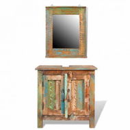 Detailed information about the product Reclaimed Solid Wood Bathroom Vanity Cabinet Set with Mirror