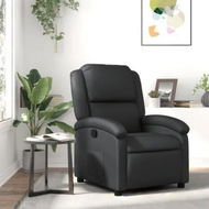 Detailed information about the product Recliner Chair Black Real Leather