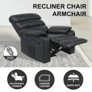 Detailed information about the product Recliner Massage Chair Sofa Single Reclining Armchair Heating Lounging Couch Black Leather Footrest Ergonomic Living Room Furniture Charging Port