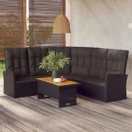 Detailed information about the product Reclining Corner Sofa with Cushions Black Poly Rattan