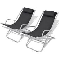 Detailed information about the product Reclining Deck Chairs 2 Pcs Steel Black