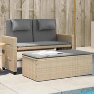 Detailed information about the product Reclining Garden Bench with Cushions Beige Poly Rattan