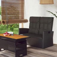 Detailed information about the product Reclining Garden Bench with Cushions Black 118 cm Poly rattan