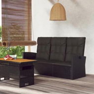 Detailed information about the product Reclining Garden Bench with Cushions Black 173 cm Poly rattan