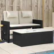 Detailed information about the product Reclining Garden Bench with Cushions Black Poly Rattan