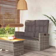 Detailed information about the product Reclining Garden Bench with Cushions Grey 118 cm Poly rattan