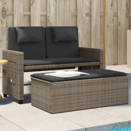 Detailed information about the product Reclining Garden Bench with Cushions Grey Poly Rattan