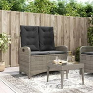 Detailed information about the product Reclining Garden Bench with Cushions Grey Poly Rattan