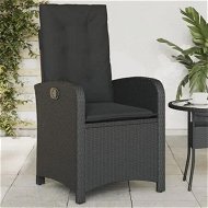 Detailed information about the product Reclining Garden Chair with Cushions Black Poly Rattan
