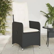 Detailed information about the product Reclining Garden Chair with Cushions Black Poly Rattan