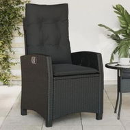 Detailed information about the product Reclining Garden Chair with Cushions Black Poly Rattan