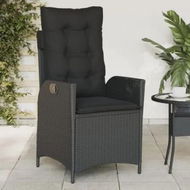 Detailed information about the product Reclining Garden Chair with Cushions Black Poly Rattan