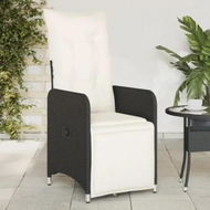 Detailed information about the product Reclining Garden Chair with Cushions Black Poly Rattan