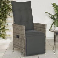 Detailed information about the product Reclining Garden Chair with Cushions Grey Poly Rattan