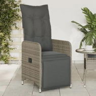 Detailed information about the product Reclining Garden Chair with Cushions Grey Poly Rattan