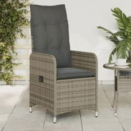 Detailed information about the product Reclining Garden Chair with Cushions Grey Poly Rattan