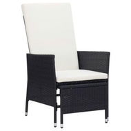 Detailed information about the product Reclining Garden Chair With Cushions Poly Rattan Black