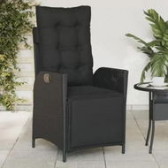 Detailed information about the product Reclining Garden Chair with Footrest Black Poly Rattan