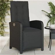 Detailed information about the product Reclining Garden Chair with Footrest Black Poly Rattan