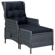 Detailed information about the product Reclining Garden Chair With Footstool Poly Rattan Dark Grey