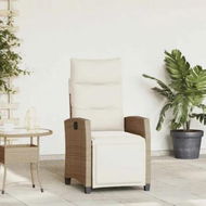 Detailed information about the product Reclining Garden Chair with Side Table Beige Poly Rattan