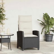 Detailed information about the product Reclining Garden Chair with Side Table Black Poly Rattan